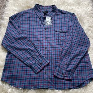 Porter & Ash Men's Size XL Cotton-Cashmere Button Down Blue Plaid Shirt XXL